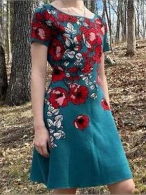 Maeve by Anthropologie The Allison Floral Mini A-Line Knit Sweater Dress Size M